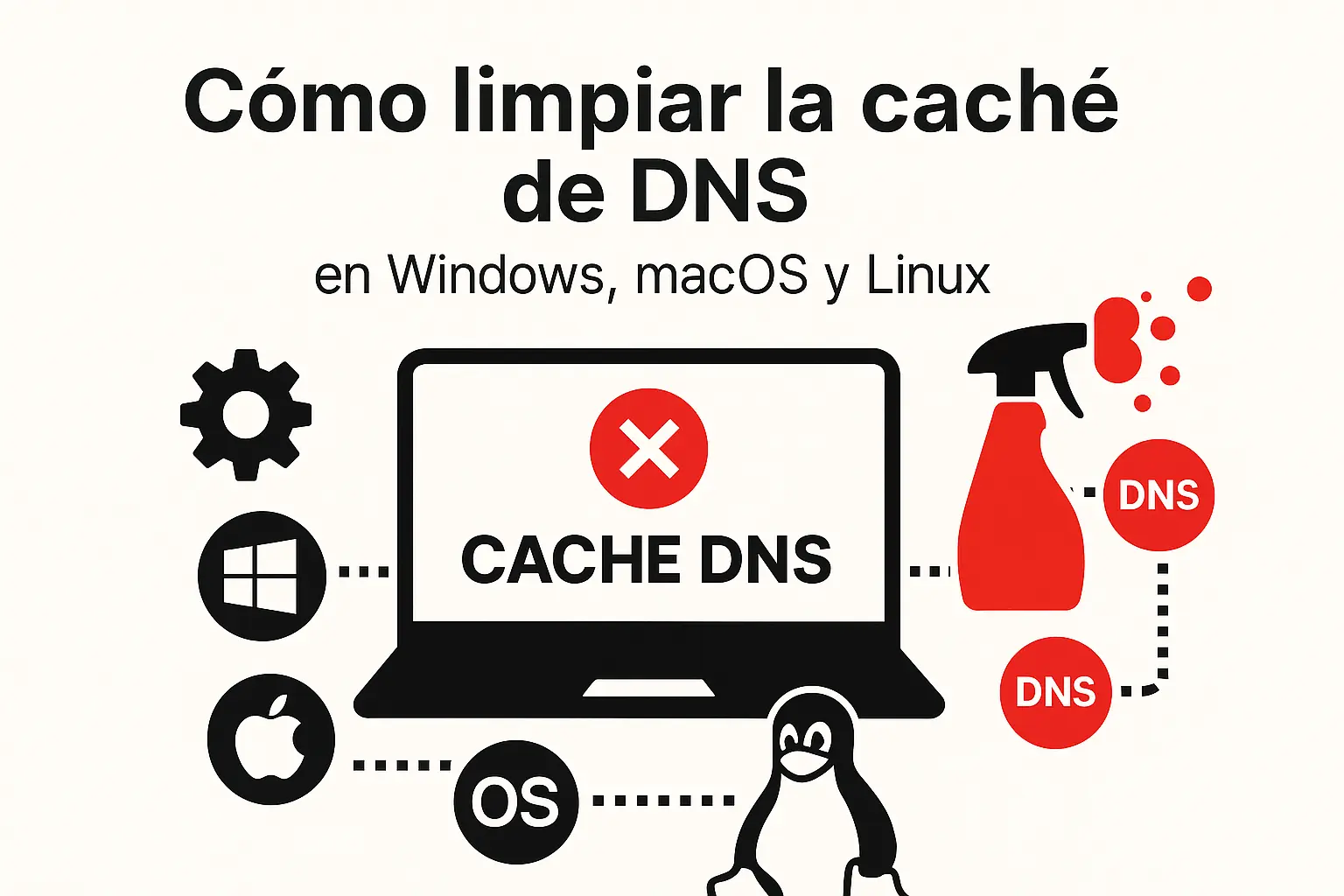 Limpieza de caché DNS en distintos sistemas operativos